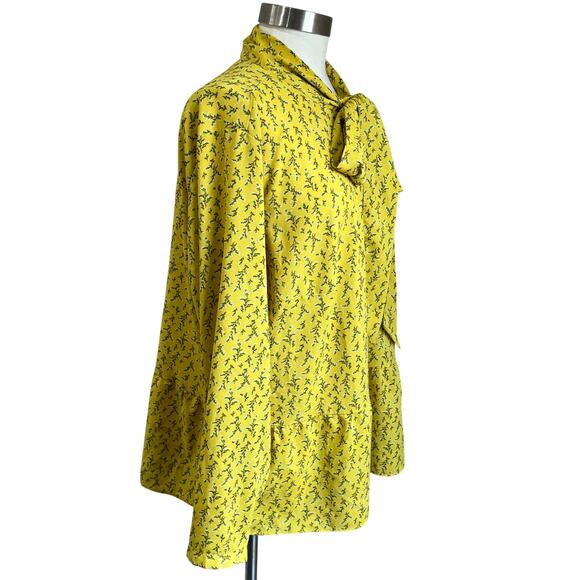 Loft Floral Peplum Bow Blouse Saffron Yellow Careerwear Plus Size 18 - Picture 2 of 8